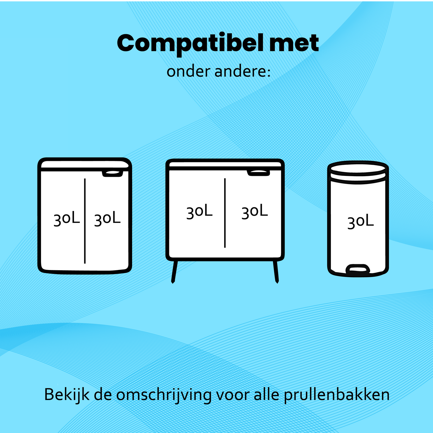 Strapper Müllbeutel Hellblau – Passend für Brabantia und simplehuman – 30 Liter
