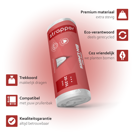Strapper Müllbeutel Rot - Passend für Brabantia und EKO – 20–25 Liter