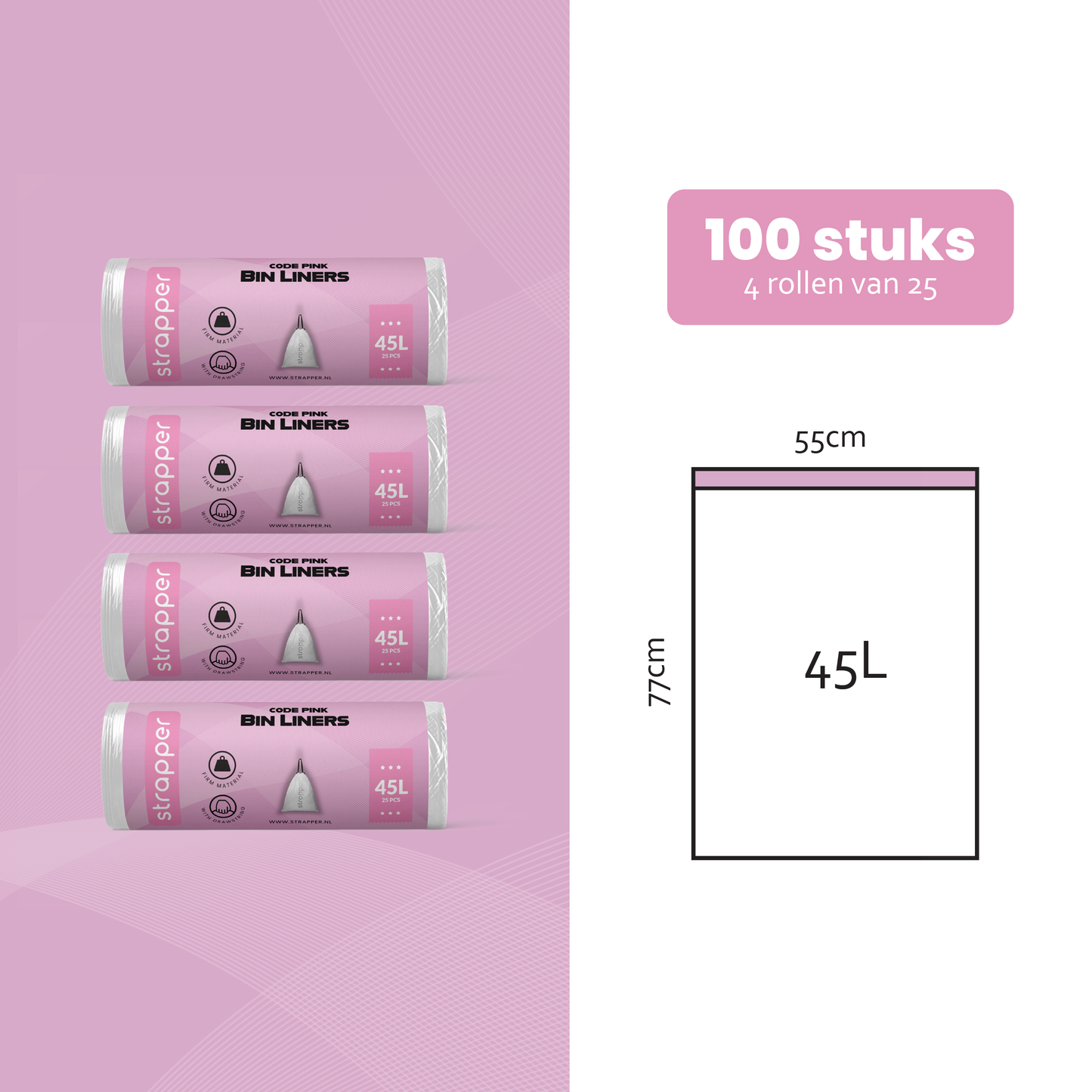 Strapper Müllbeutel Dunkelblau – Passend für Simplehuman Code J – 30–45 Liter