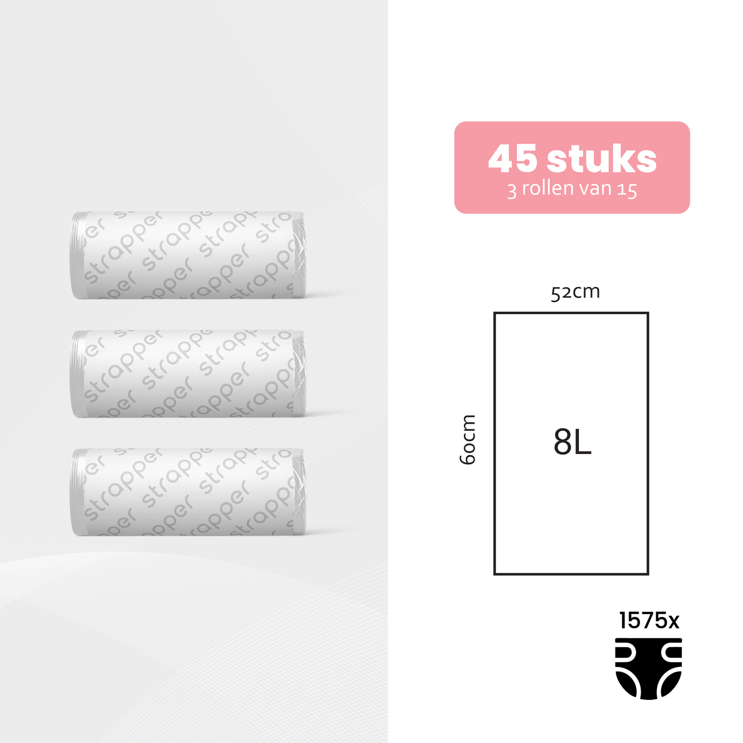 Strapper Odor Lock Müllbeutel 8 L - Geeignet für Windeleimer von Chicco und We-Too
