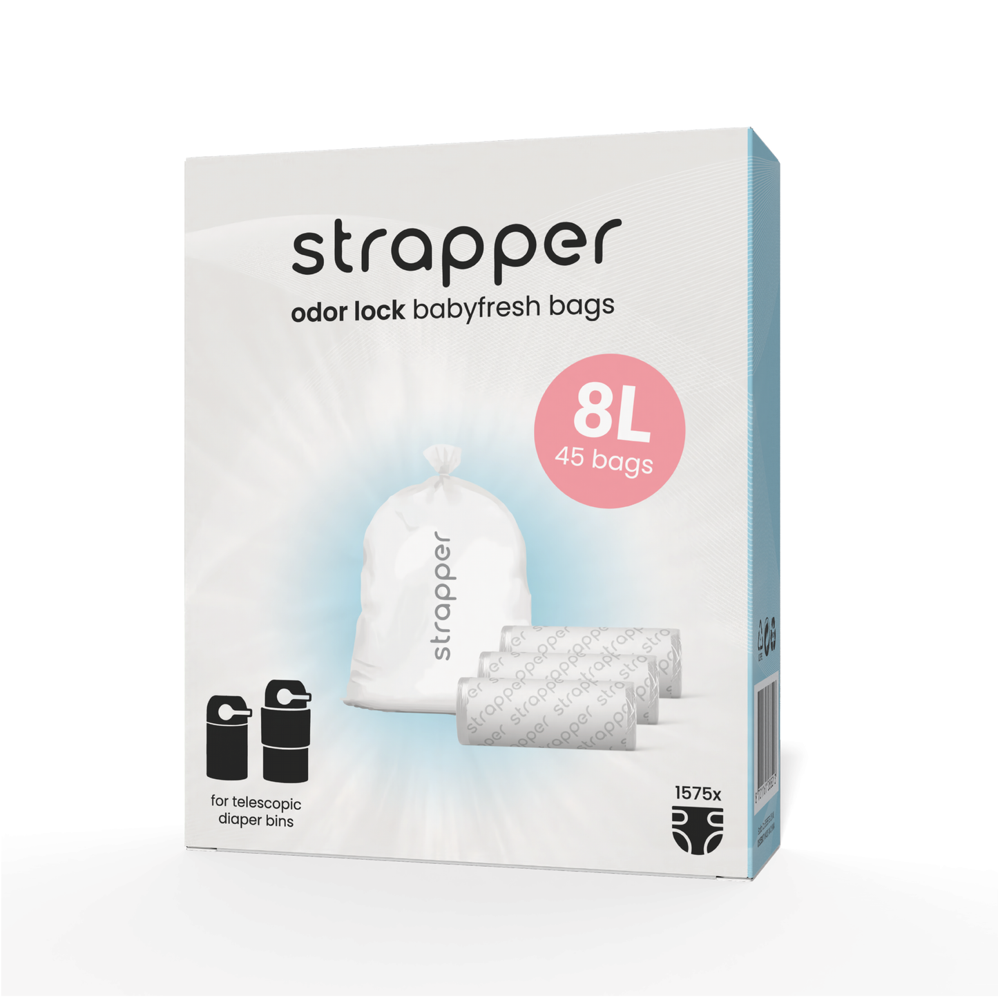 Strapper Odor Lock Müllbeutel 8 L - Geeignet für Windeleimer von Chicco und We-Too