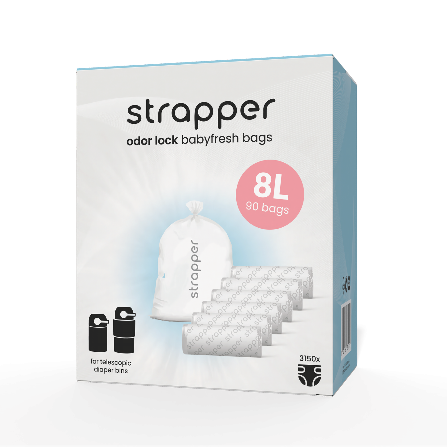 Strapper Odor Lock Müllbeutel 8 L - Geeignet für Windeleimer von Chicco und We-Too