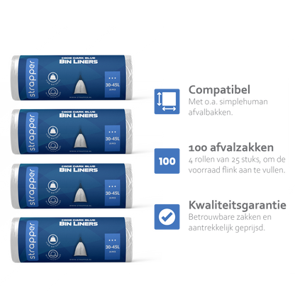 Strapper Müllbeutel Dunkelblau – Passend für Simplehuman Code J – 30–45 Liter