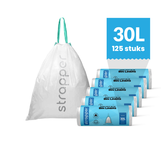Strapper Müllbeutel Hellblau – Passend für Brabantia und simplehuman – 30 Liter
