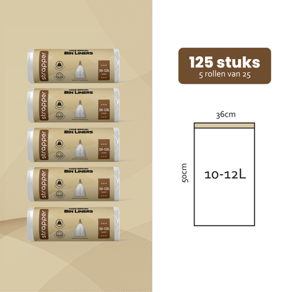Strapper Müllbeutel Braun – Geeignet für Simplehuman und Brabantia – 10–12 Liter