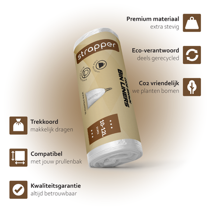Strapper Müllbeutel Braun – Geeignet für Simplehuman und Brabantia – 10–12 Liter