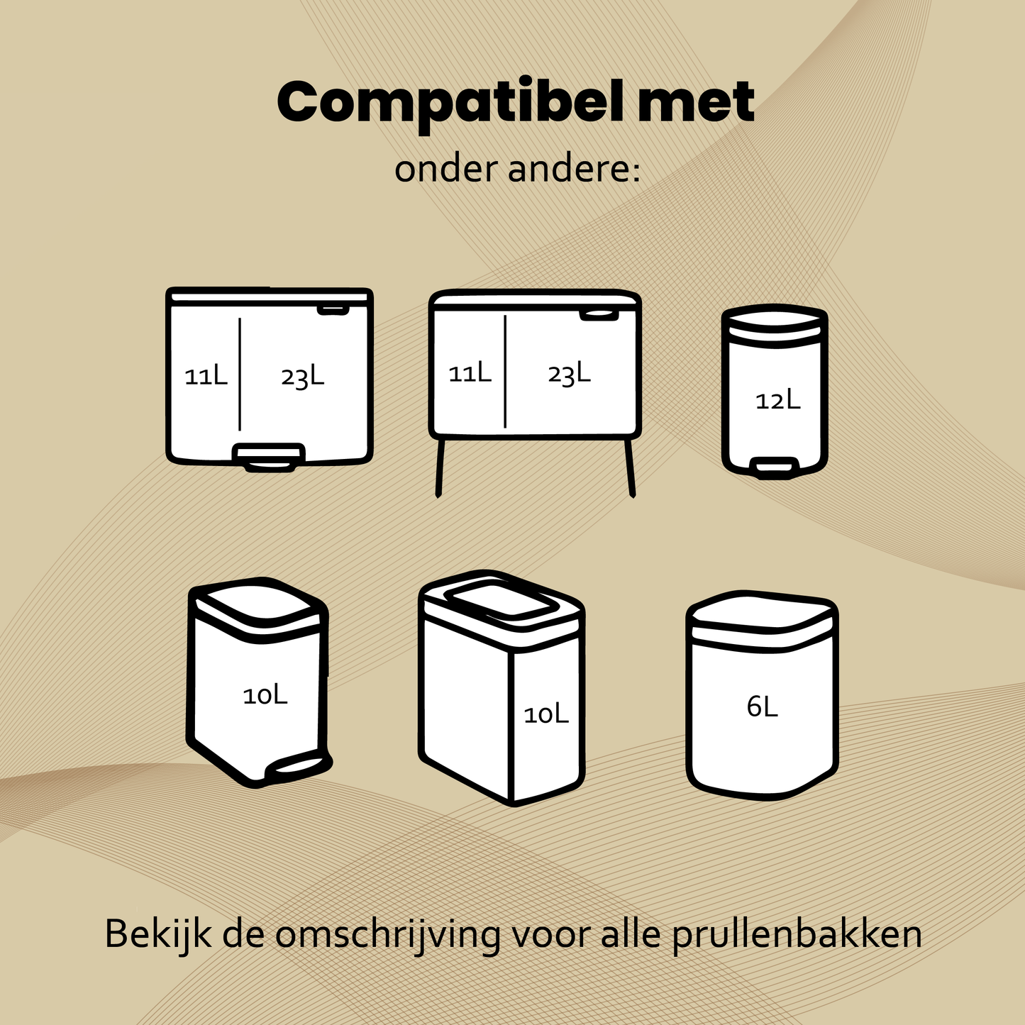 Strapper Müllbeutel Braun – Geeignet für Simplehuman und Brabantia – 10–12 Liter