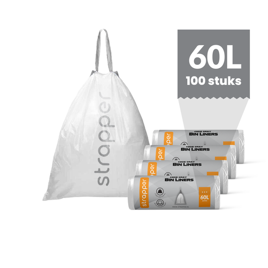Strapper Müllbeutel Grau – Passend für Brabantia und Wesco (Swirl) – 60 Liter
